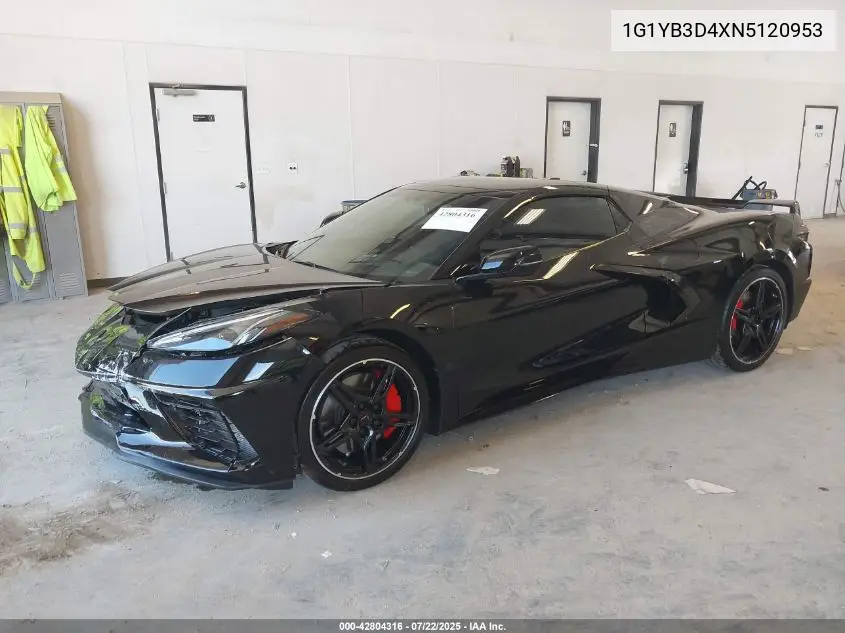2022 Chevrolet Corvette Stingray Rwd 2Lt VIN: 1G1YB3D4XN5120953 Lot: 42804316