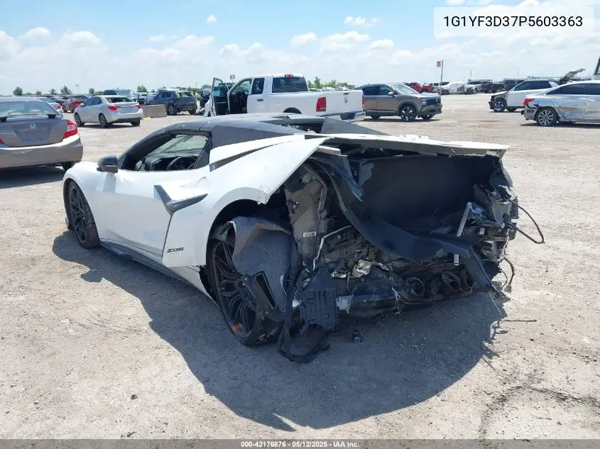 2023 Chevrolet Corvette Rwd 3Lz VIN: 1G1YF3D37P5603363 Lot: 42176876