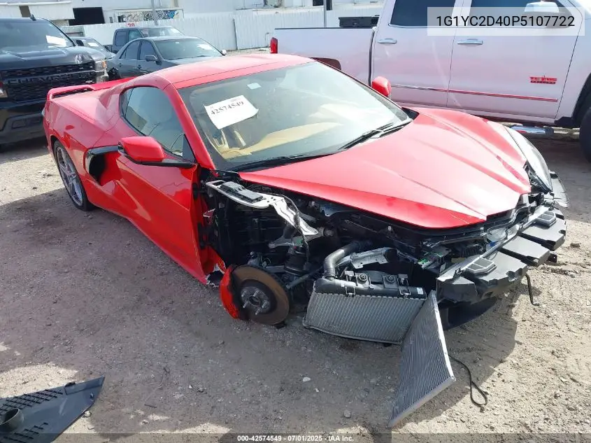 2023 Chevrolet Corvette Stingray Rwd 3Lt VIN: 1G1YC2D40P5107722 Lot: 42574549