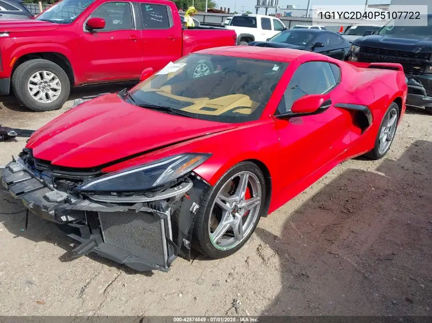 2023 Chevrolet Corvette Stingray Rwd 3Lt VIN: 1G1YC2D40P5107722 Lot: 42574549