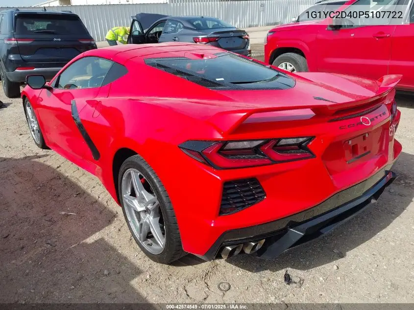 2023 Chevrolet Corvette Stingray Rwd 3Lt VIN: 1G1YC2D40P5107722 Lot: 42574549