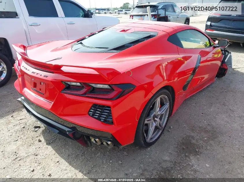 2023 Chevrolet Corvette Stingray Rwd 3Lt VIN: 1G1YC2D40P5107722 Lot: 42574549