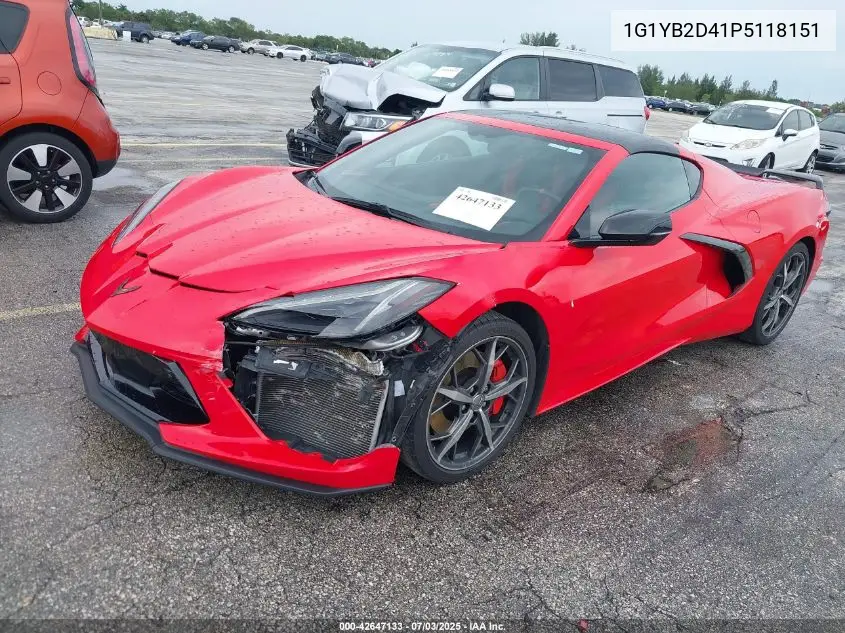 2023 Chevrolet Corvette Stingray Rwd 2Lt VIN: 1G1YB2D41P5118151 Lot: 42647133