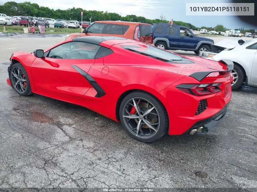 2023 Chevrolet Corvette Stingray Rwd 2Lt VIN: 1G1YB2D41P5118151 Lot: 42647133