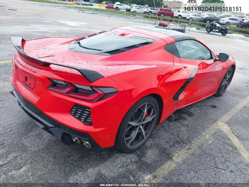 2023 Chevrolet Corvette Stingray Rwd 2Lt VIN: 1G1YB2D41P5118151 Lot: 42647133
