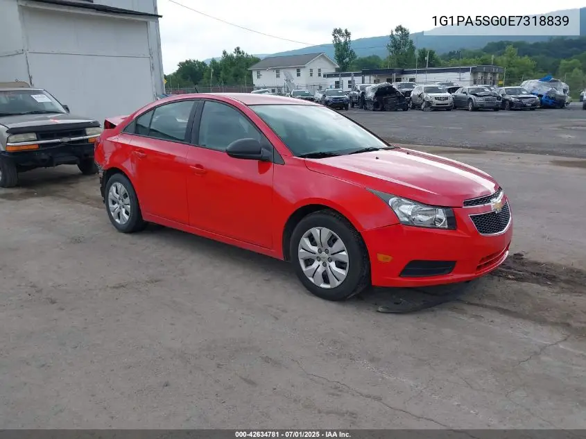 2014 Chevrolet Cruze Ls VIN: 1G1PA5SG0E7318839 Lot: 42634781