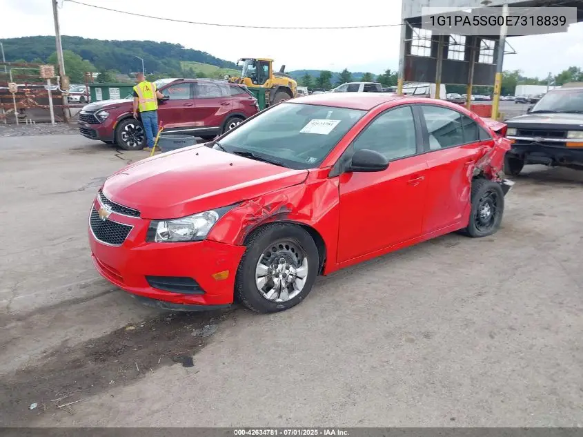 2014 Chevrolet Cruze Ls VIN: 1G1PA5SG0E7318839 Lot: 42634781