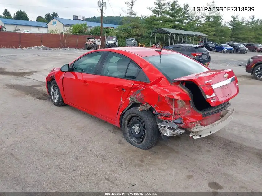 2014 Chevrolet Cruze Ls VIN: 1G1PA5SG0E7318839 Lot: 42634781