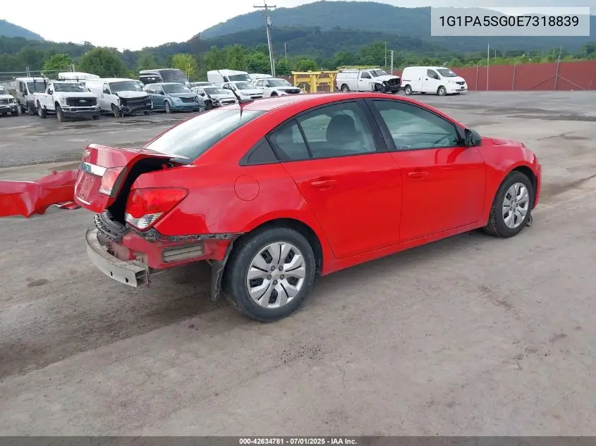 2014 Chevrolet Cruze Ls VIN: 1G1PA5SG0E7318839 Lot: 42634781