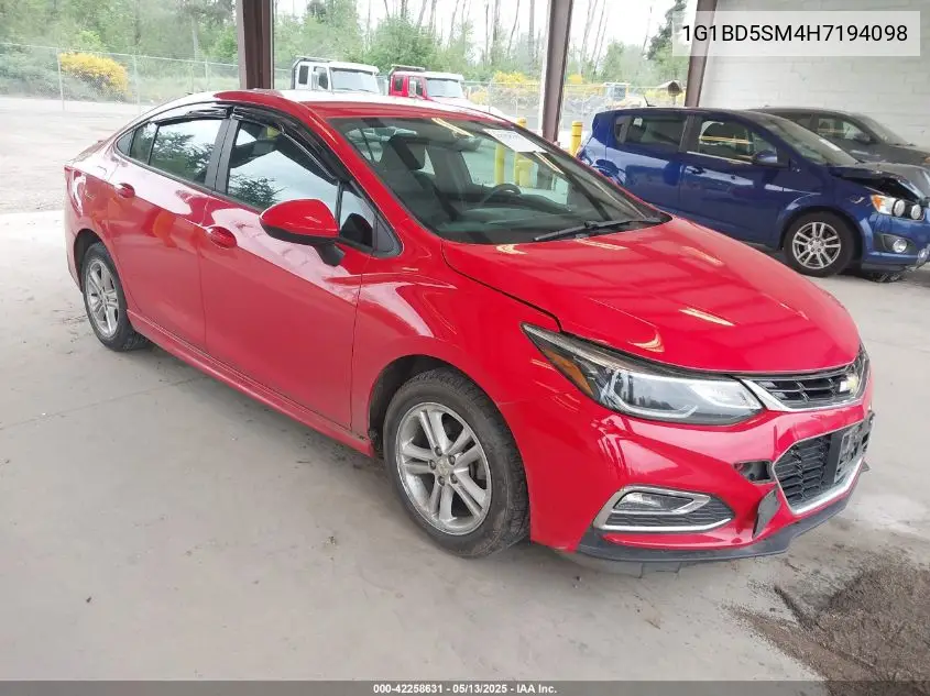 2017 Chevrolet Cruze Lt Manual VIN: 1G1BD5SM4H7194098 Lot: 42258631