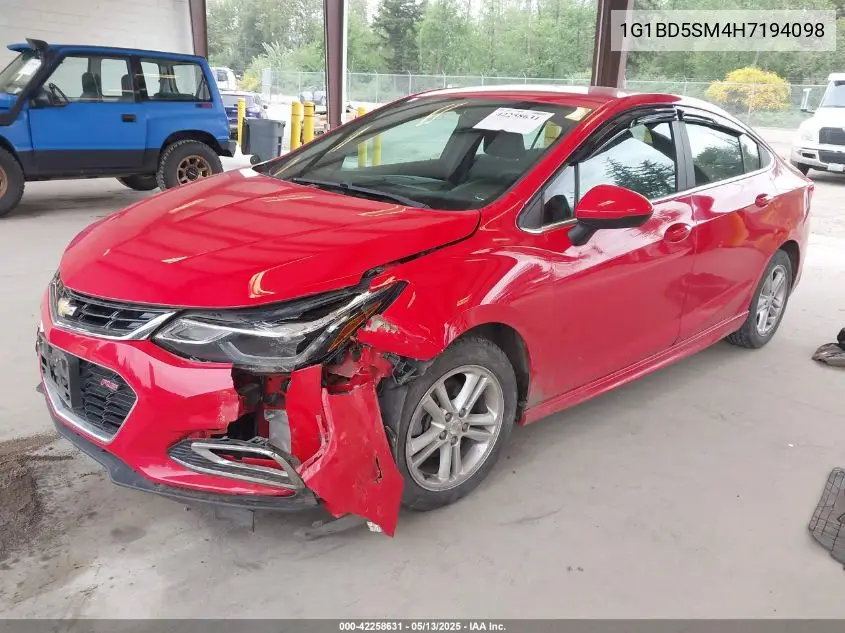 2017 Chevrolet Cruze Lt Manual VIN: 1G1BD5SM4H7194098 Lot: 42258631