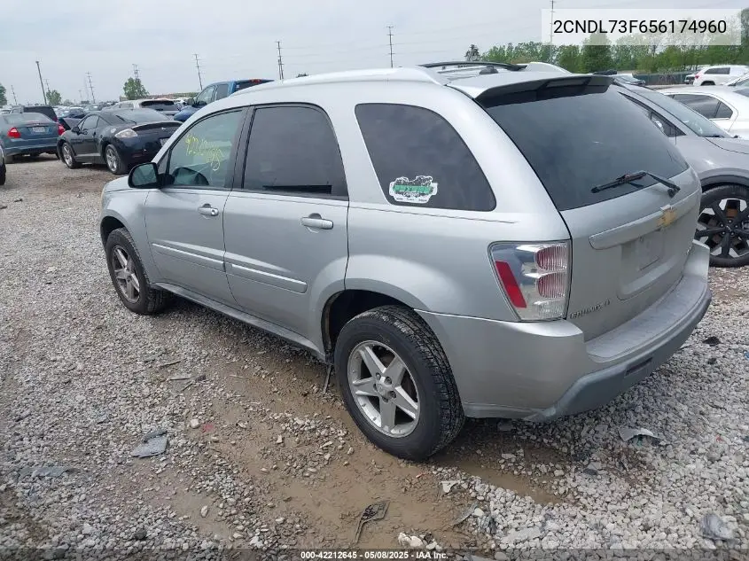 2005 Chevrolet Equinox Lt VIN: 2CNDL73F656174960 Lot: 42212645