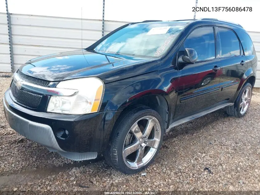 2005 Chevrolet Equinox Ls VIN: 2CNDL13F756086478 Lot: 42250274