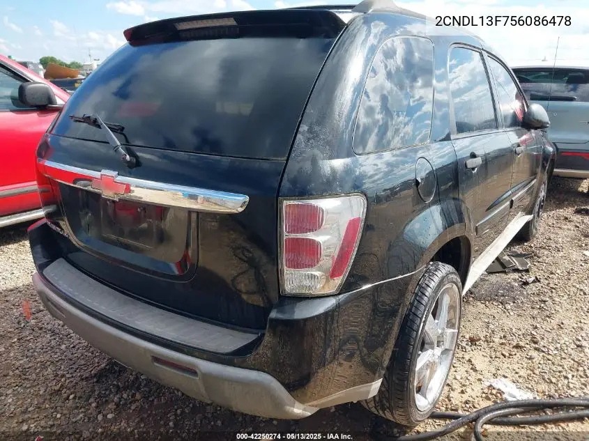 2005 Chevrolet Equinox Ls VIN: 2CNDL13F756086478 Lot: 42250274