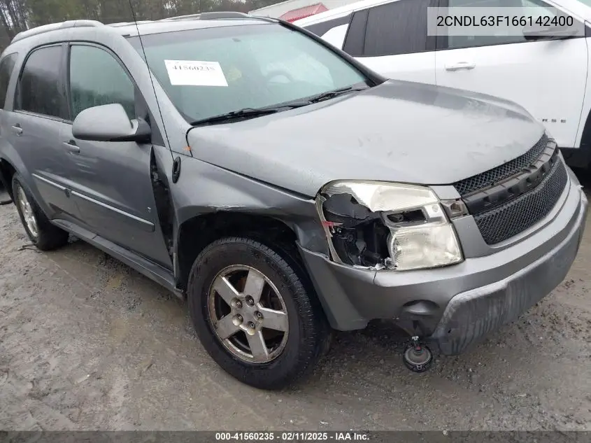2006 Chevrolet Equinox Lt VIN: 2CNDL63F166142400 Lot: 41560235