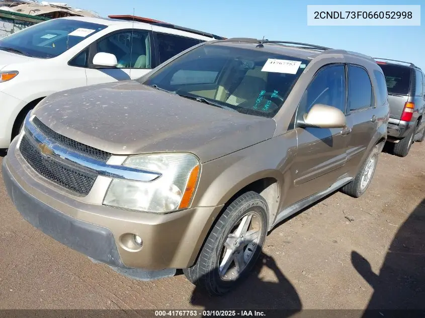 2006 Chevrolet Equinox Lt VIN: 2CNDL73F066052998 Lot: 41767753