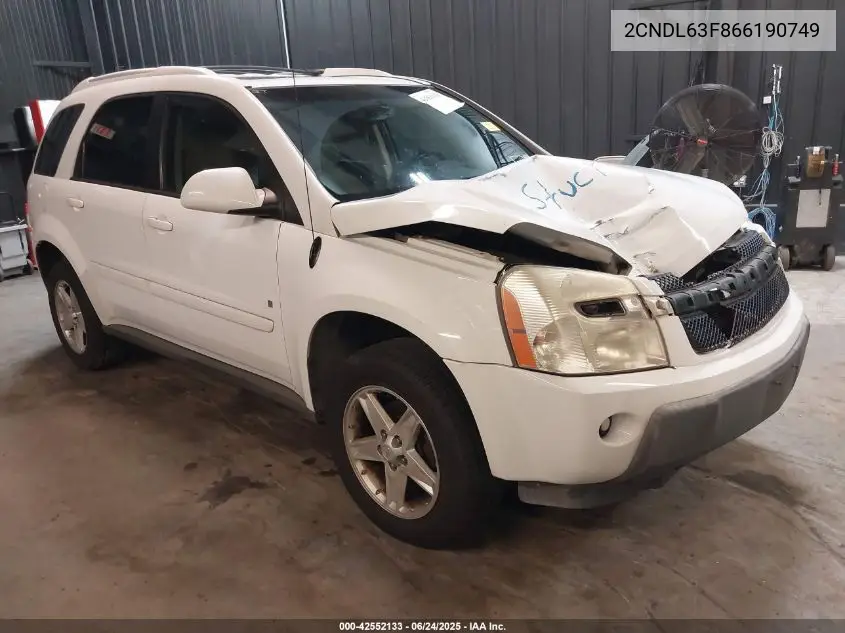 2006 Chevrolet Equinox Lt VIN: 2CNDL63F866190749 Lot: 42552133