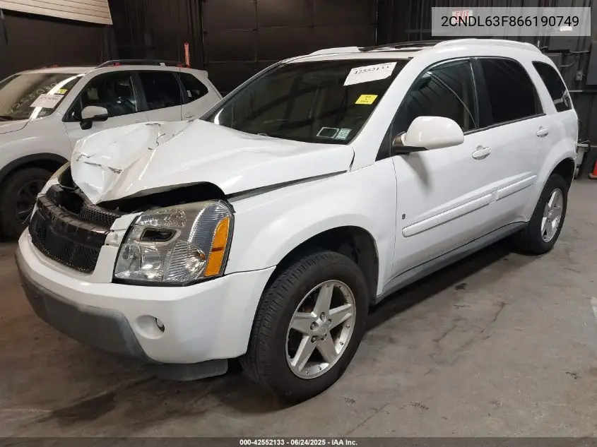 2006 Chevrolet Equinox Lt VIN: 2CNDL63F866190749 Lot: 42552133