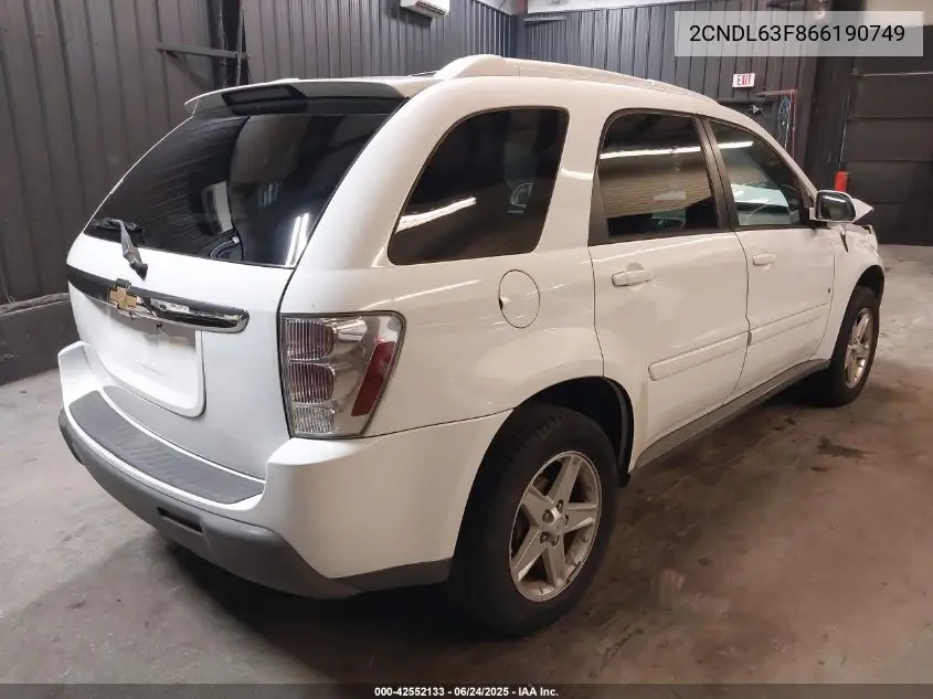 2006 Chevrolet Equinox Lt VIN: 2CNDL63F866190749 Lot: 42552133