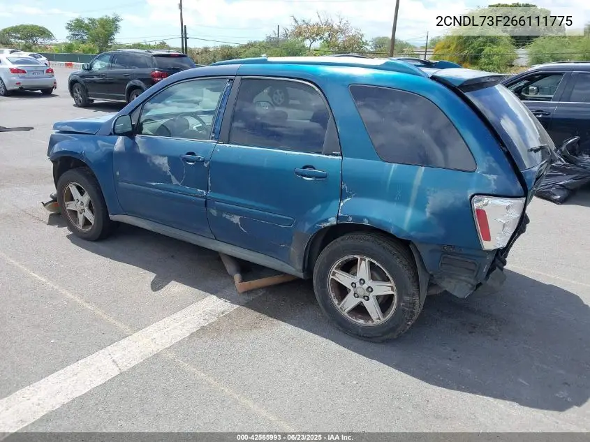 2006 Chevrolet Equinox Lt VIN: 2CNDL73F266111775 Lot: 42565993