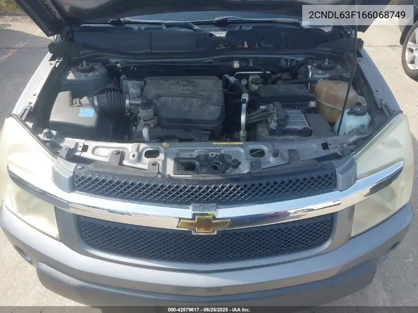 2006 Chevrolet Equinox Lt VIN: 2CNDL63F166068749 Lot: 42579617