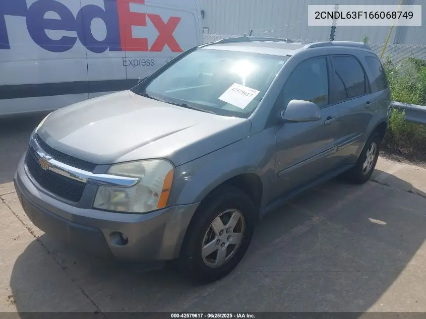 2006 Chevrolet Equinox Lt VIN: 2CNDL63F166068749 Lot: 42579617