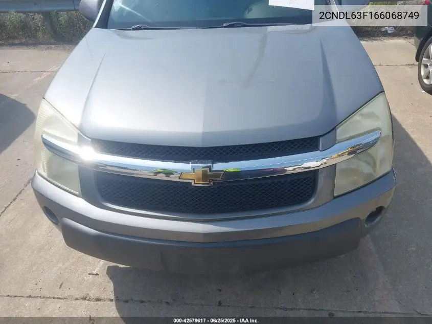 2006 Chevrolet Equinox Lt VIN: 2CNDL63F166068749 Lot: 42579617