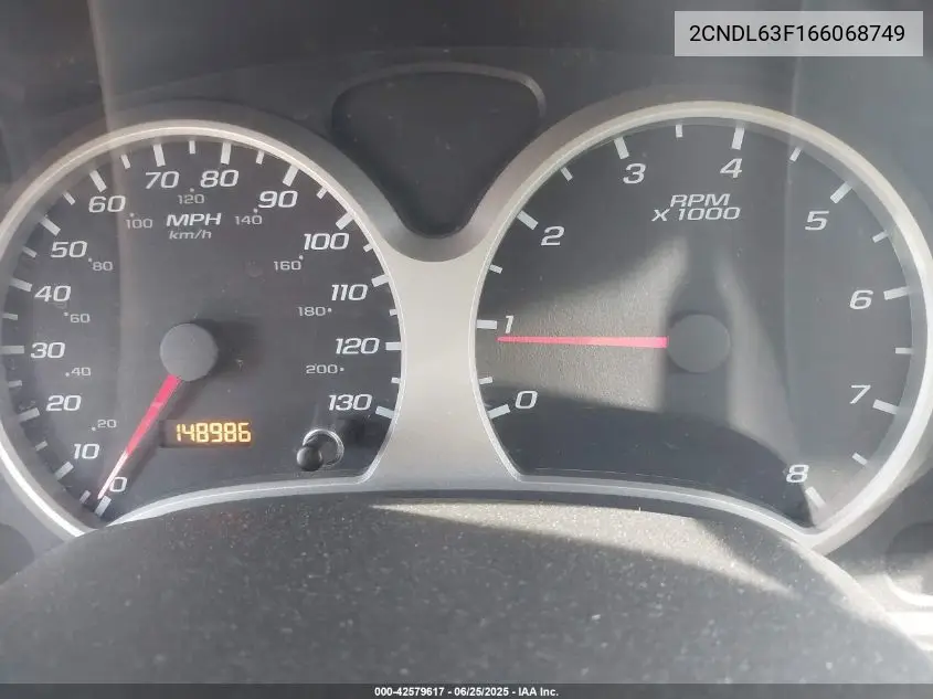 2006 Chevrolet Equinox Lt VIN: 2CNDL63F166068749 Lot: 42579617