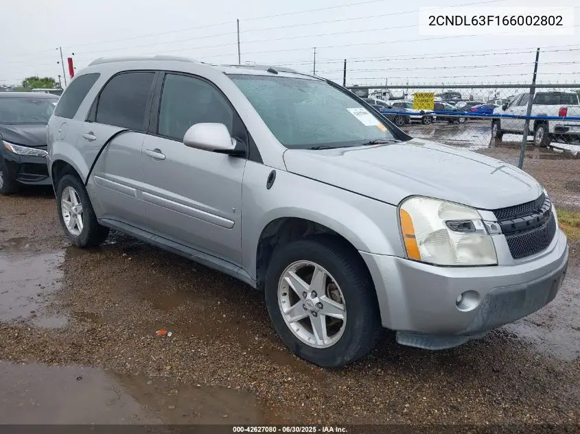 2006 Chevrolet Equinox Lt VIN: 2CNDL63F166002802 Lot: 42627080