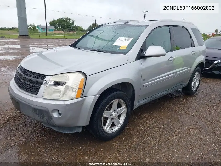 2006 Chevrolet Equinox Lt VIN: 2CNDL63F166002802 Lot: 42627080