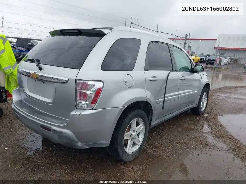 2006 Chevrolet Equinox Lt VIN: 2CNDL63F166002802 Lot: 42627080
