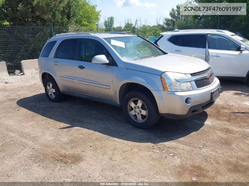 2007 Chevrolet Equinox Lt VIN: 2CNDL73F476091997 Lot: 42645403