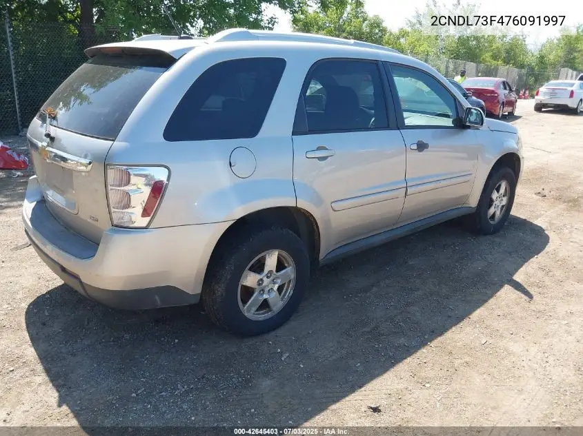 2007 Chevrolet Equinox Lt VIN: 2CNDL73F476091997 Lot: 42645403