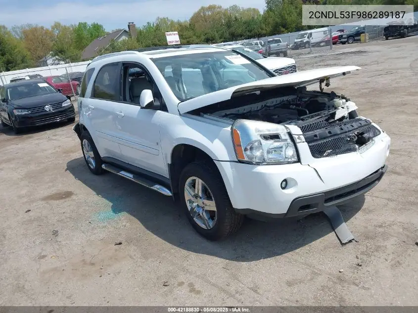 2008 Chevrolet Equinox Lt VIN: 2CNDL53F986289187 Lot: 42188830