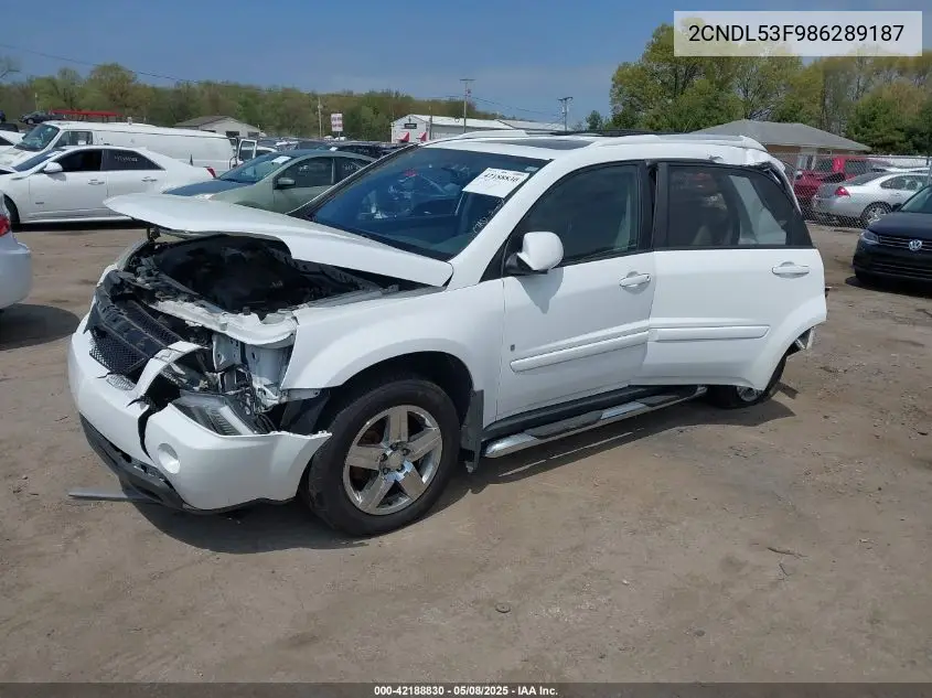 2008 Chevrolet Equinox Lt VIN: 2CNDL53F986289187 Lot: 42188830