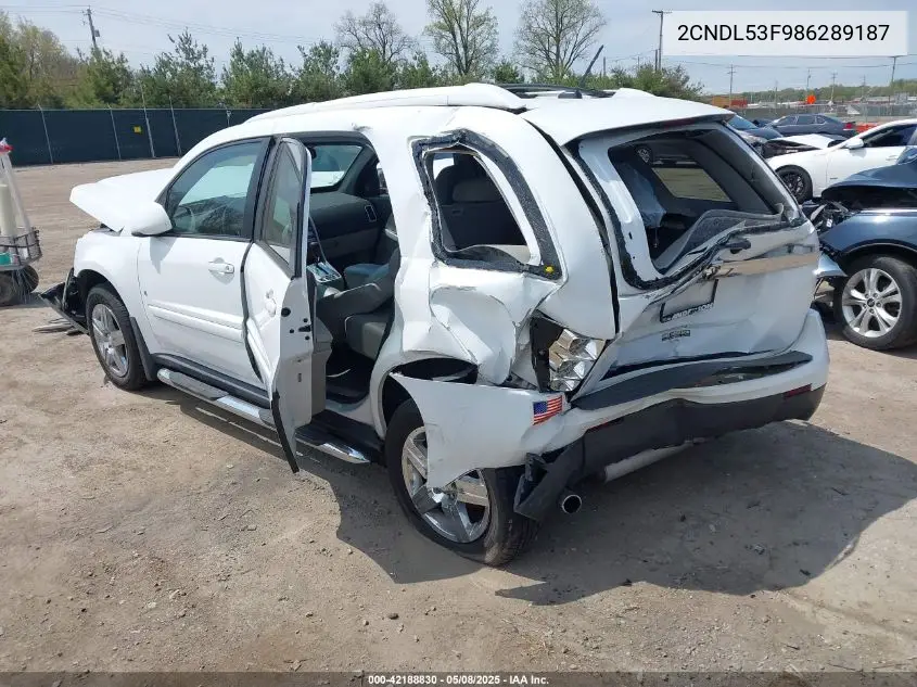 2008 Chevrolet Equinox Lt VIN: 2CNDL53F986289187 Lot: 42188830