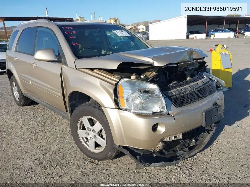 2008 Chevrolet Equinox Lt VIN: 2CNDL33F986019591 Lot: 42201401
