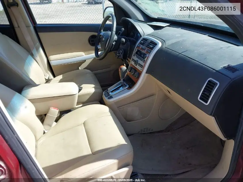 2008 Chevrolet Equinox Lt VIN: 2CNDL43F086001115 Lot: 42220529
