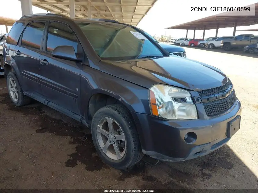 2008 Chevrolet Equinox Lt VIN: 2CNDL43F186040599 Lot: 42234388