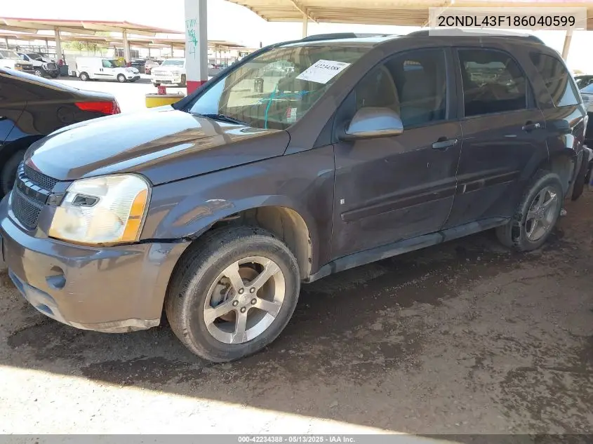 2008 Chevrolet Equinox Lt VIN: 2CNDL43F186040599 Lot: 42234388