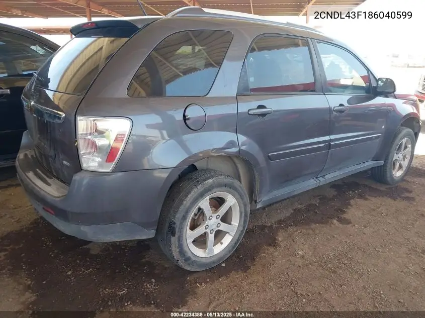 2008 Chevrolet Equinox Lt VIN: 2CNDL43F186040599 Lot: 42234388