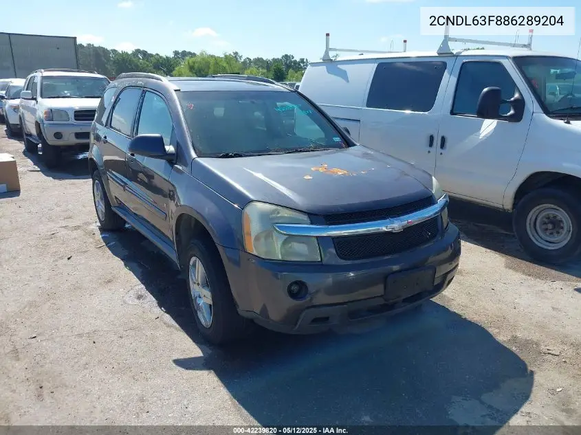 2008 Chevrolet Equinox Lt VIN: 2CNDL63F886289204 Lot: 42239820