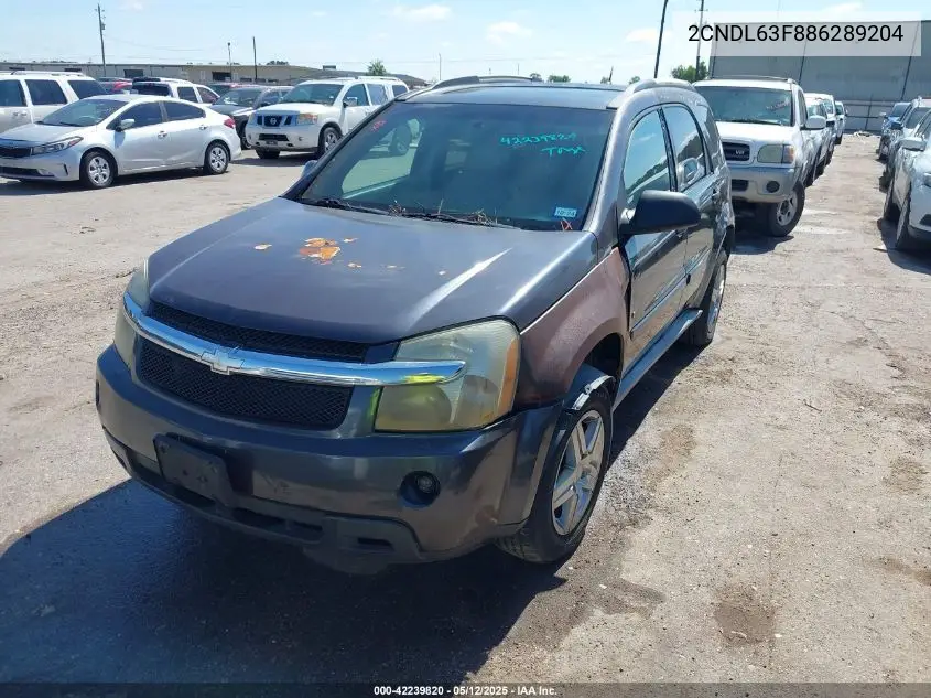 2008 Chevrolet Equinox Lt VIN: 2CNDL63F886289204 Lot: 42239820