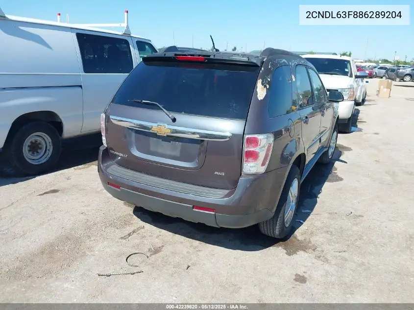 2008 Chevrolet Equinox Lt VIN: 2CNDL63F886289204 Lot: 42239820