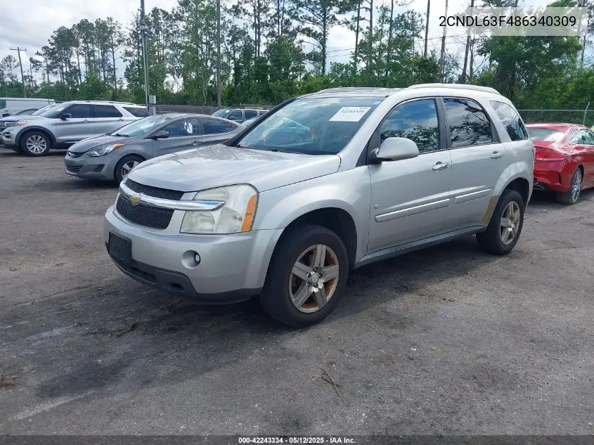 2008 Chevrolet Equinox Lt VIN: 2CNDL63F486340309 Lot: 42243334