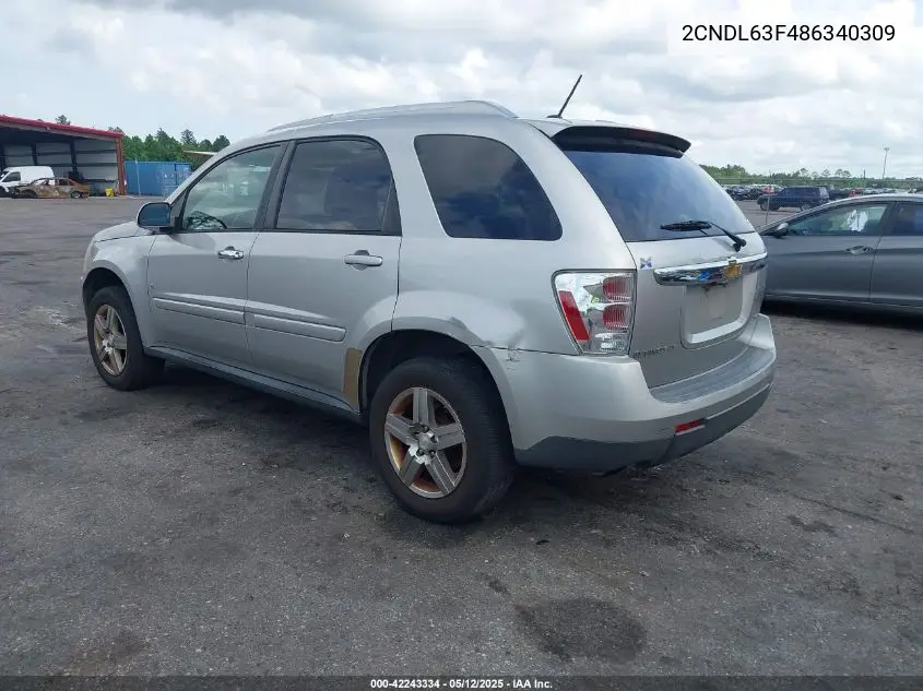 2008 Chevrolet Equinox Lt VIN: 2CNDL63F486340309 Lot: 42243334