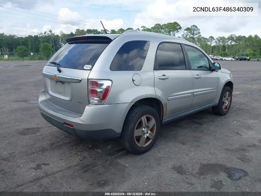 2008 Chevrolet Equinox Lt VIN: 2CNDL63F486340309 Lot: 42243334