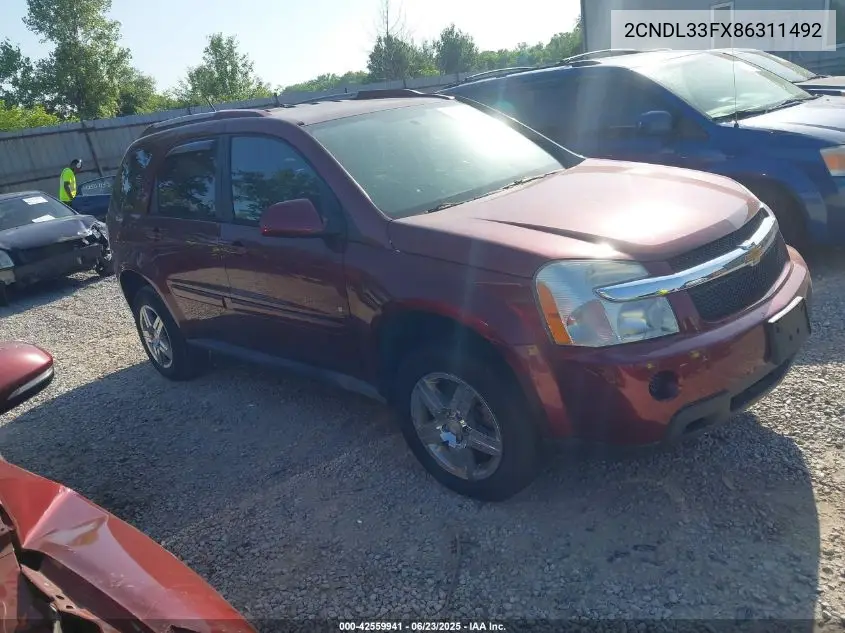 2008 Chevrolet Equinox Lt VIN: 2CNDL33FX86311492 Lot: 42559941