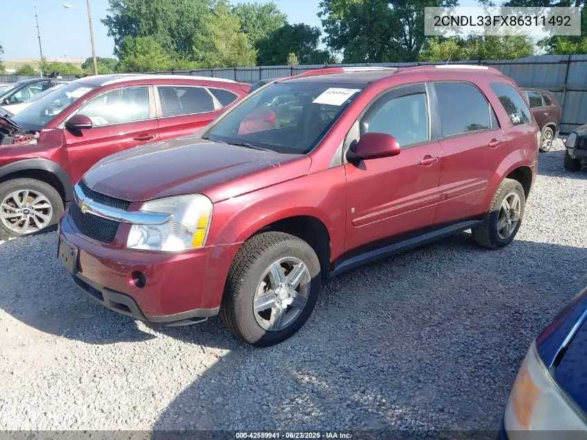 2008 Chevrolet Equinox Lt VIN: 2CNDL33FX86311492 Lot: 42559941