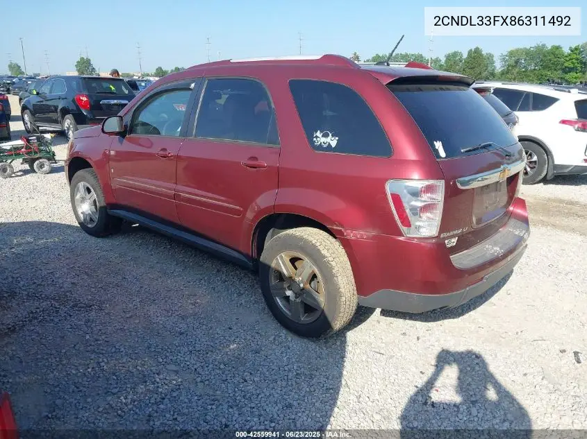 2008 Chevrolet Equinox Lt VIN: 2CNDL33FX86311492 Lot: 42559941